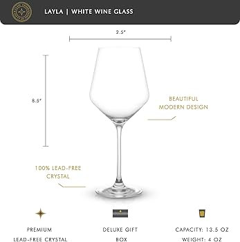 JoyJolt Layla White Wine Glasses, Set of 4 Italian Glasses, 13.5 oz Clear – Made in Europe | Amazon (US)
