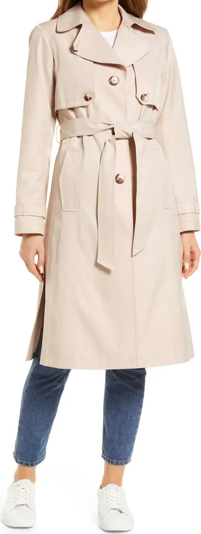 Sam Edelman Water Repellent Elongated Cotton Blend Trench Coat | Nordstrom | Nordstrom