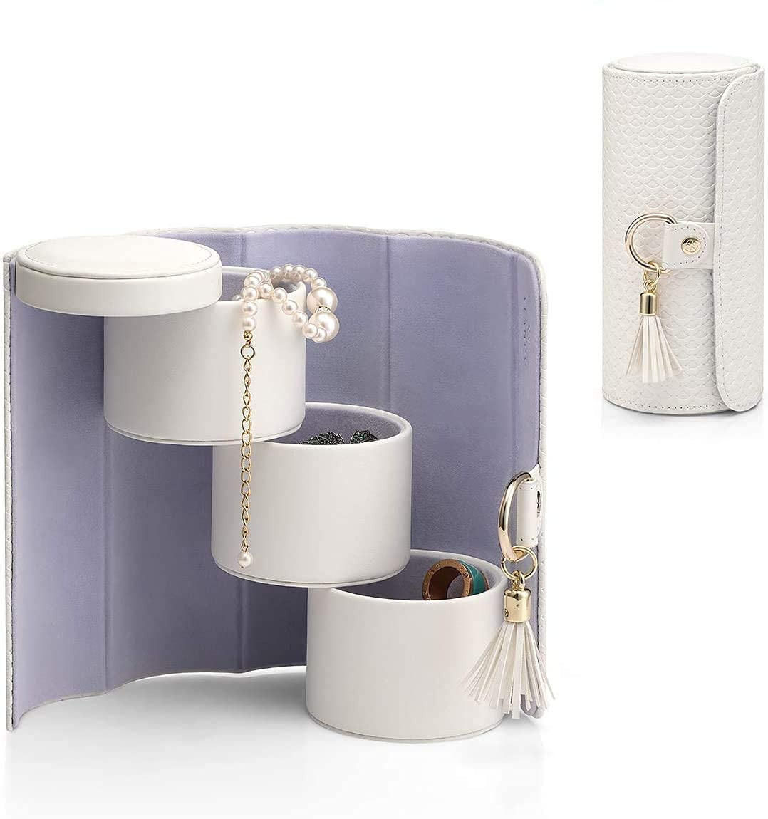 Vlando Jewellery Box Travel Accessory Storage Organizer Roll Small Faux Leather Travel Jewellery ... | Amazon (UK)