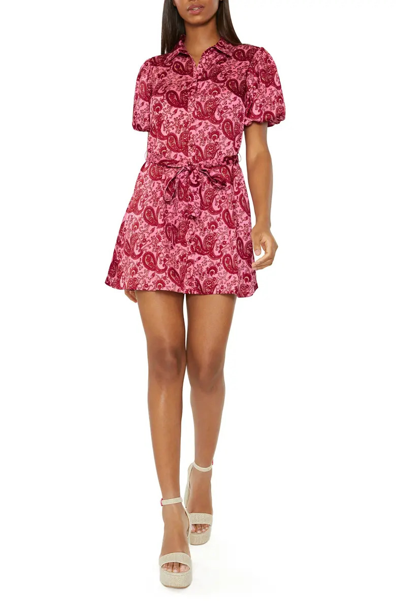 Fran Print Tie Waist Mini Shirtdress | Nordstrom