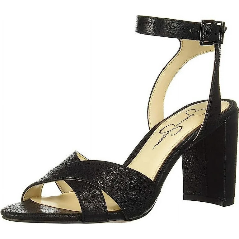 Jessica Simpson Niara Black Cross-Band Open-Toe Heel Block Heeled Dress Sandals (Black, 6) | Walmart (US)