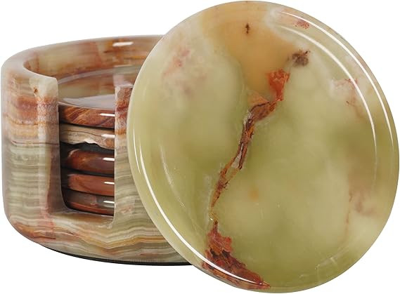 Radicaln Marble Coasters Set with Holder 3.5" Inches Green Onyx Handmade Cup Holders Office Coast... | Amazon (US)