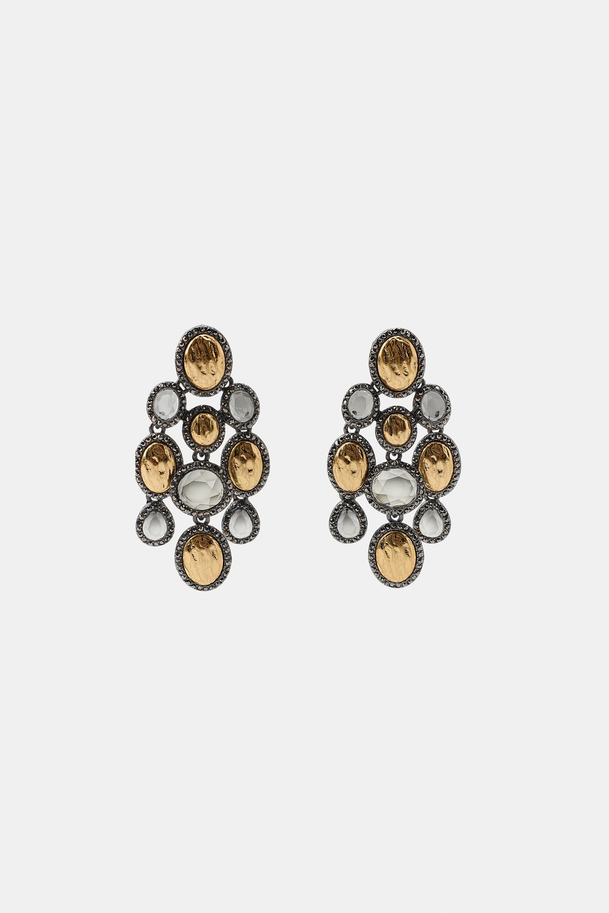 RESIN AND JEWEL WATERFALL EARRINGS | Zara US