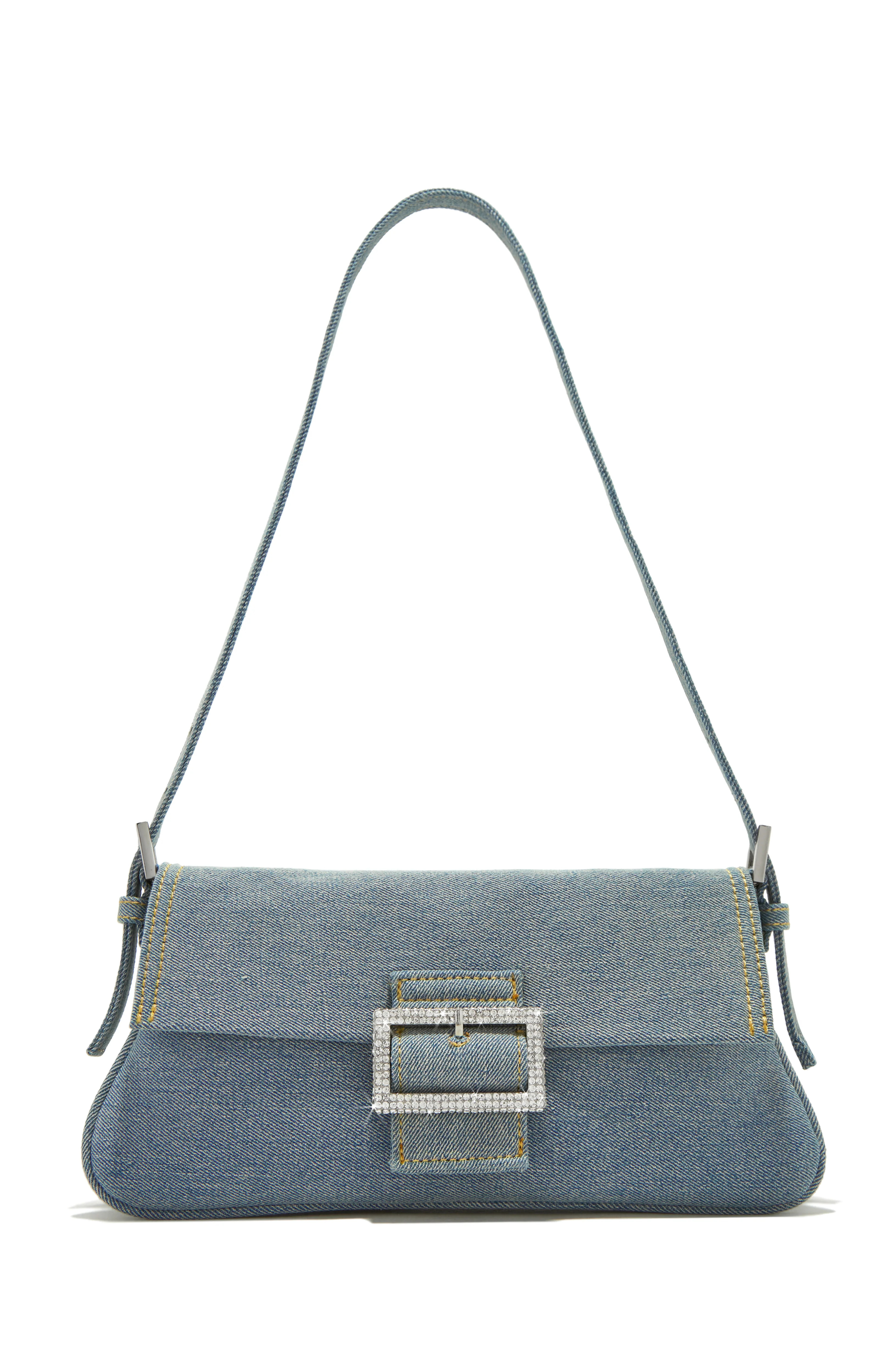 Miss Lola | Julisa Embellished Denim Shoulder Bag | MISS LOLA