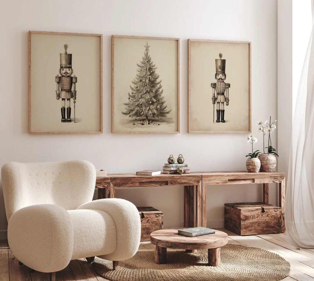 Minimalist Set of 3 Christmas Prints. Gallery Set Nutcrackers - Etsy | Etsy (US)