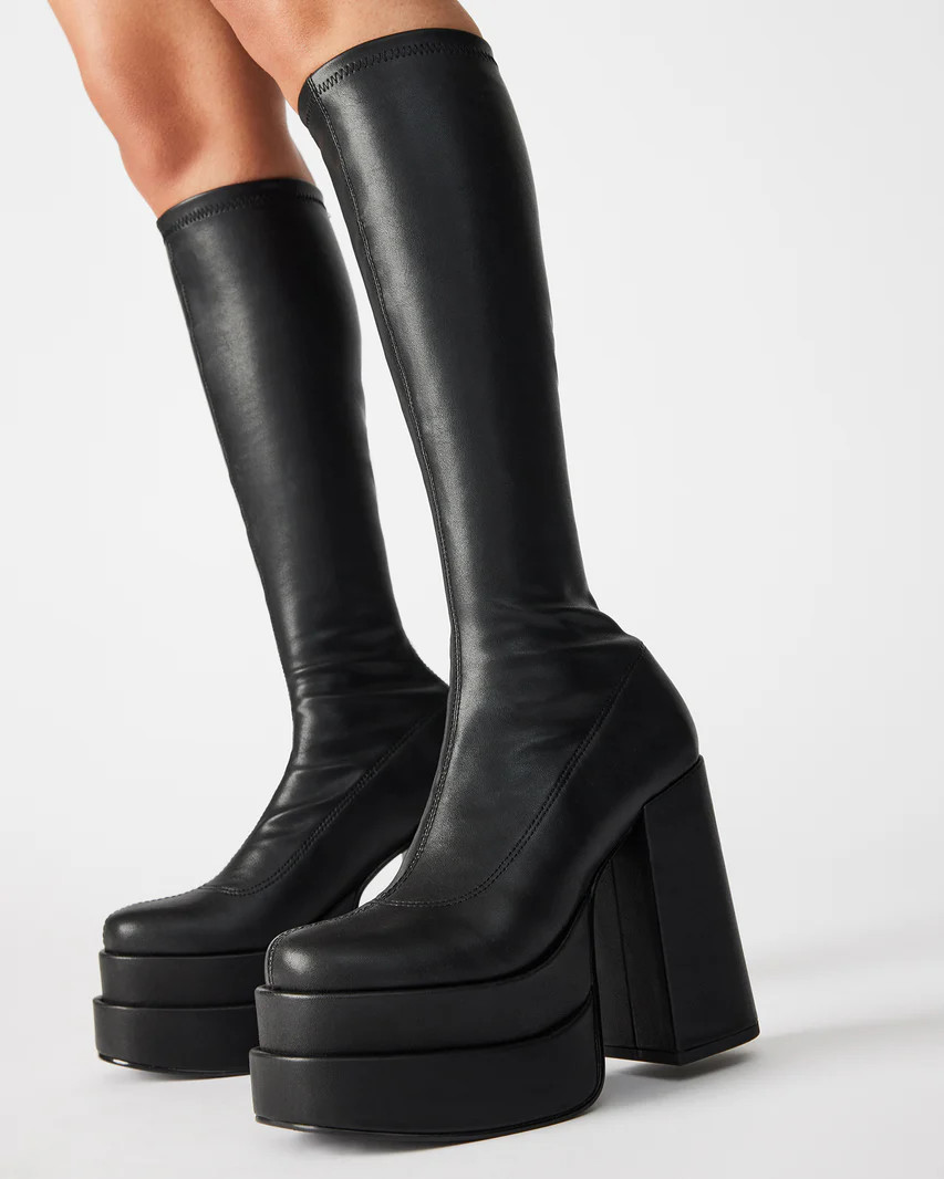 CYPRESS Black Platform Boots | Women's Vegan Leather Boots | Steve Madden (US)