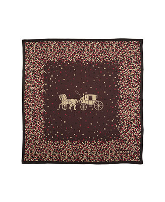 COACH Women's Horse and Carriage Tea Rose Printed Silk Scarf - Macy's | Macy's