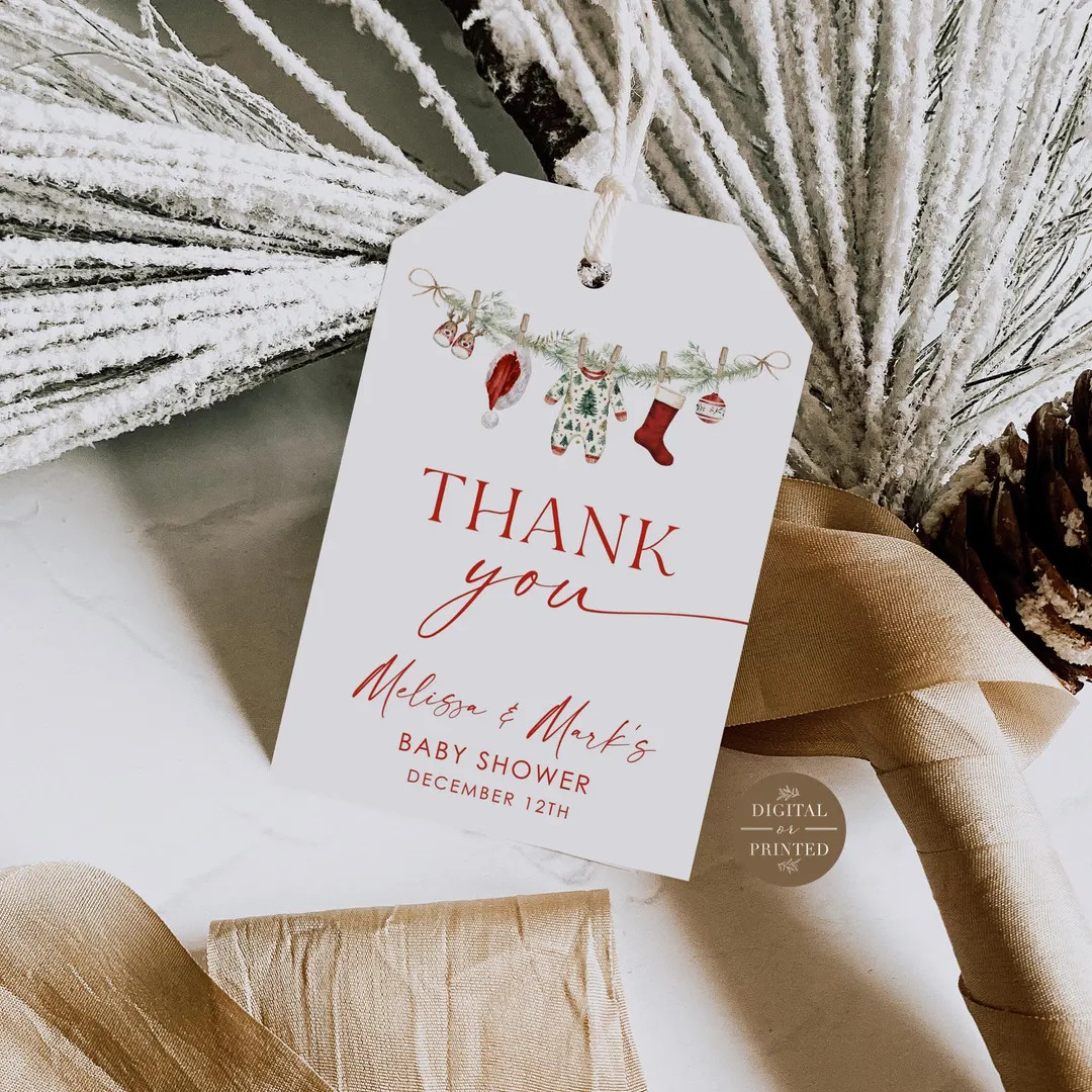 Merry Little Baby Shower Favor Tags, Christmas Baby Party Favor Tag, Editable Instant Digital or ... | Etsy (US)