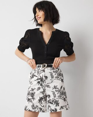 High-Rise Floral Print Sateen Short | White House Black Market