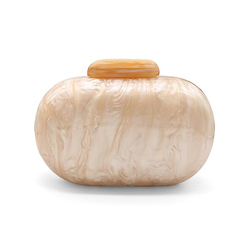 GSYPS Acrylic Evening Clutch Bag for Women Shell Shape Shoulder Crossbody Bag Glitter Marble Purse Handbag Champagne | Amazon (US)