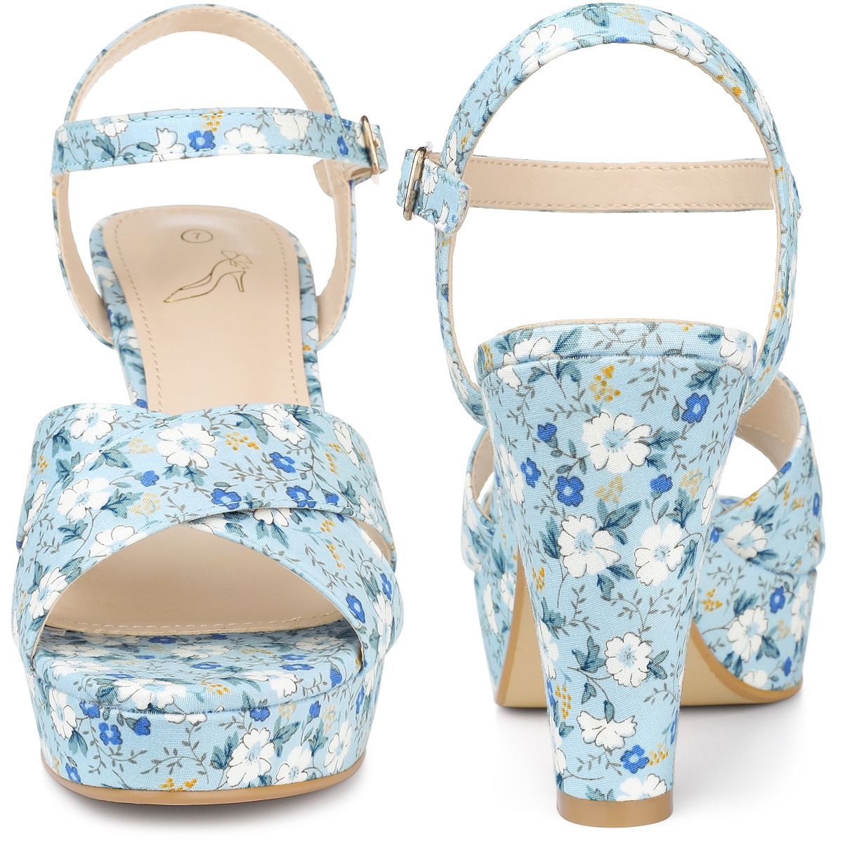 Perphy Women's Floral Platform Slingback Chunky High Heels Sandals | Target