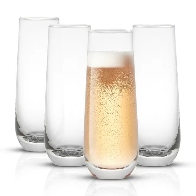 JoyJolt Milo Crystal Stemless Champagne Flutes Set of 4 9.4oz Champagne Glasses Mimosa Glasses Se... | Walmart (US)