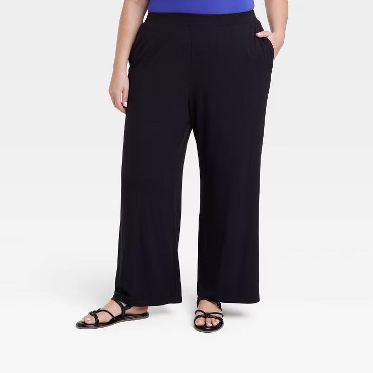 Women's High-Rise Wide Leg Pants - Ava & Viv™ Black | Target