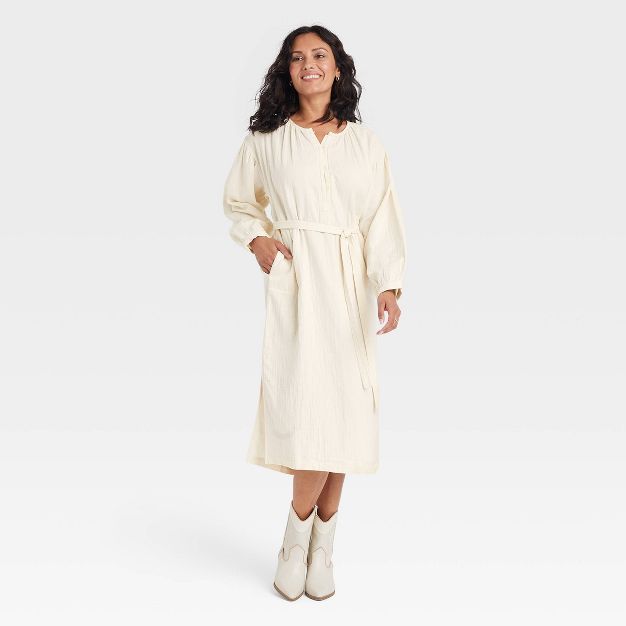 Women's Balloon Long Sleeve Tie-Front Shirtdress - Universal Thread™ | Target