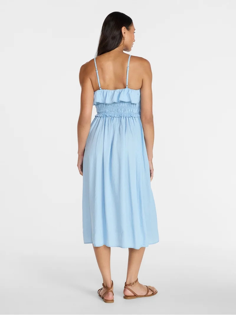 Time and Tru Women's Sleeveless Smocked Midi Dress, Sizes XS-XXXL - Walmart.com | Walmart (US)