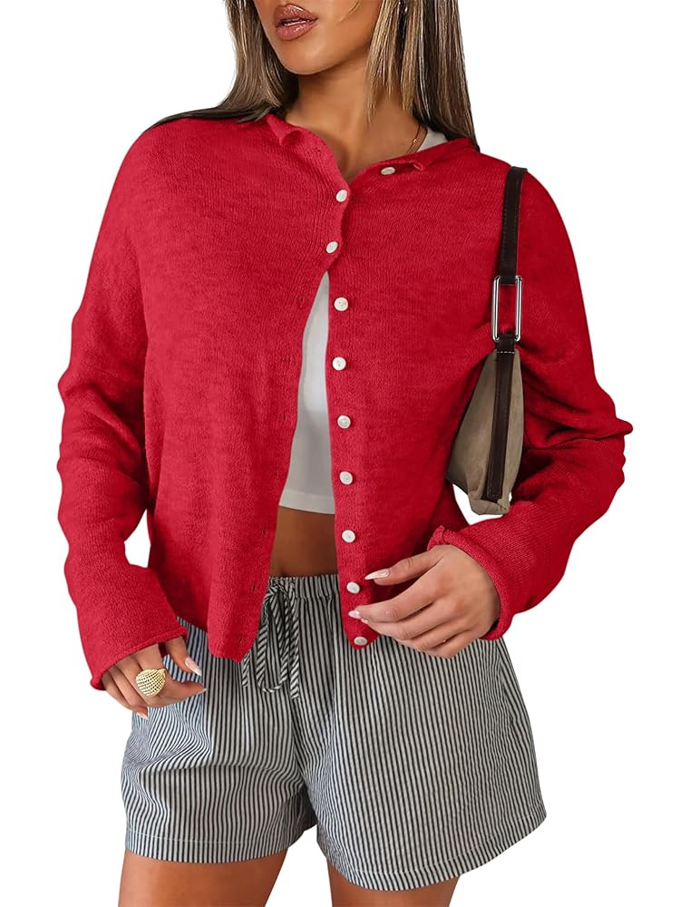 ANRABESS Cardigan Sweaters for Women Lightweight Button Down Long Sleeve Soft Y2k Trendy Casual 2... | Amazon (US)