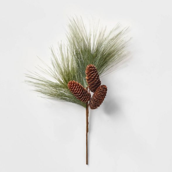 17in Long Pine with Glitter and Pinecone Holiday Arrangement Stem Pick - Wondershop™ | Target