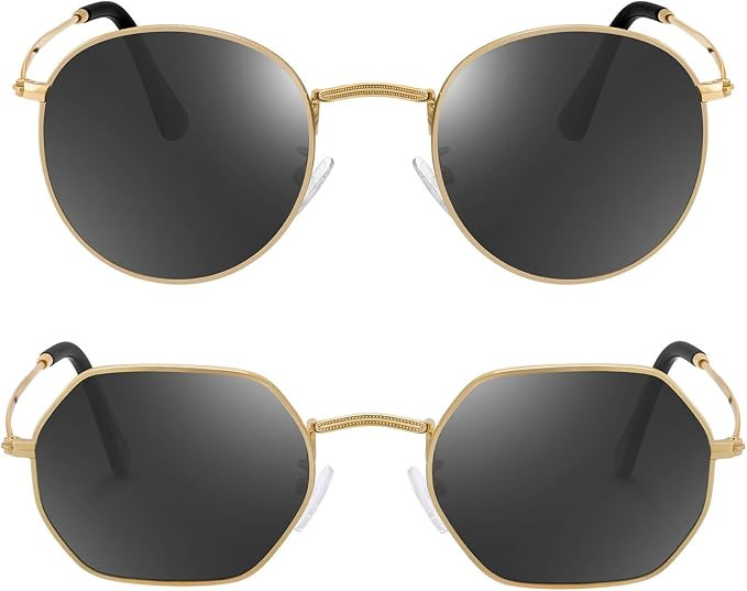 GRFISIA Small Round Polarized Sunglasses Women and Men Vintage Hexagon Square Sun glasses UV400 ... | Amazon (US)