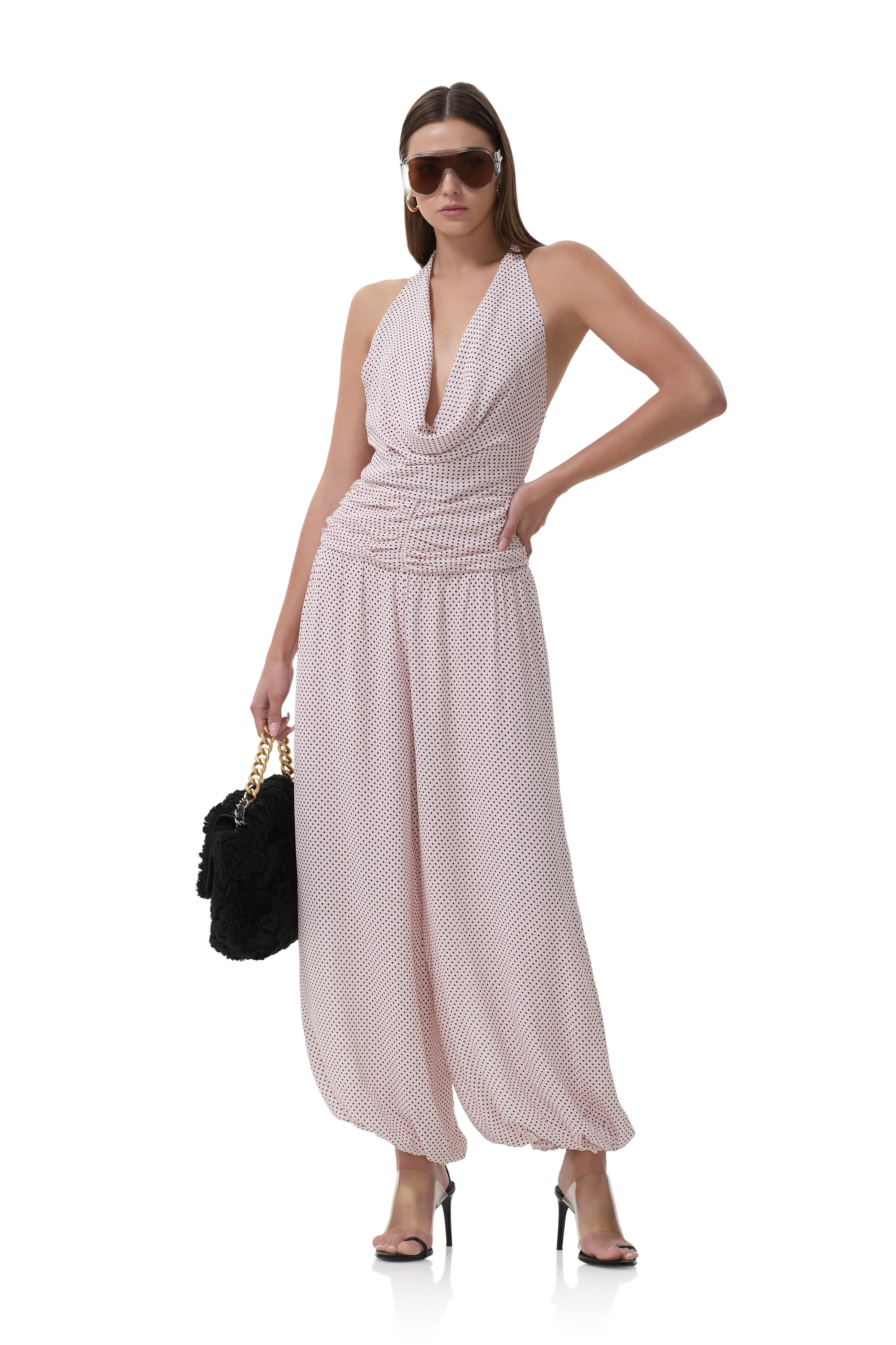 Robin Jumpsuit - Mauve Pin Dot | ShopAFRM