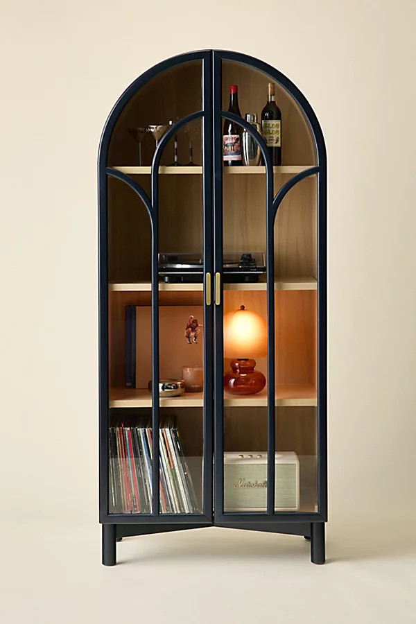 Camille Arched Glass Paned Storage Cabinet in Pitch black at Urban Outfitters | Urban Outfitters (US and RoW)