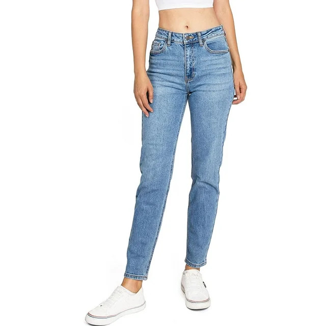 Cello Jeans Women's Juniors High Rise Classic Mom Denim (1, Medium Denim) - Walmart.com | Walmart (US)