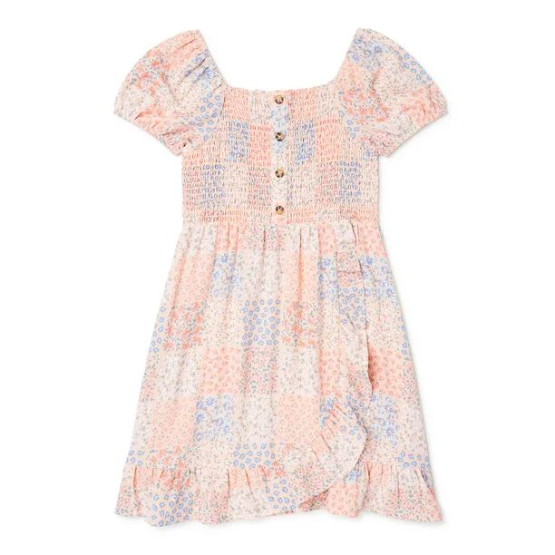 Wonder Nation Girls Puff Sleeve Dress, Sizes 4-18 & Plus | Walmart (US)