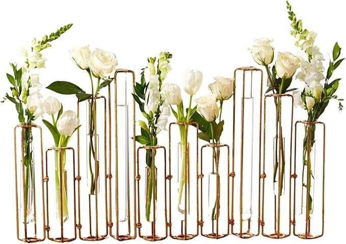 Two's Company Set of 10 Hinged Flower Vases, Gold | Amazon (US)