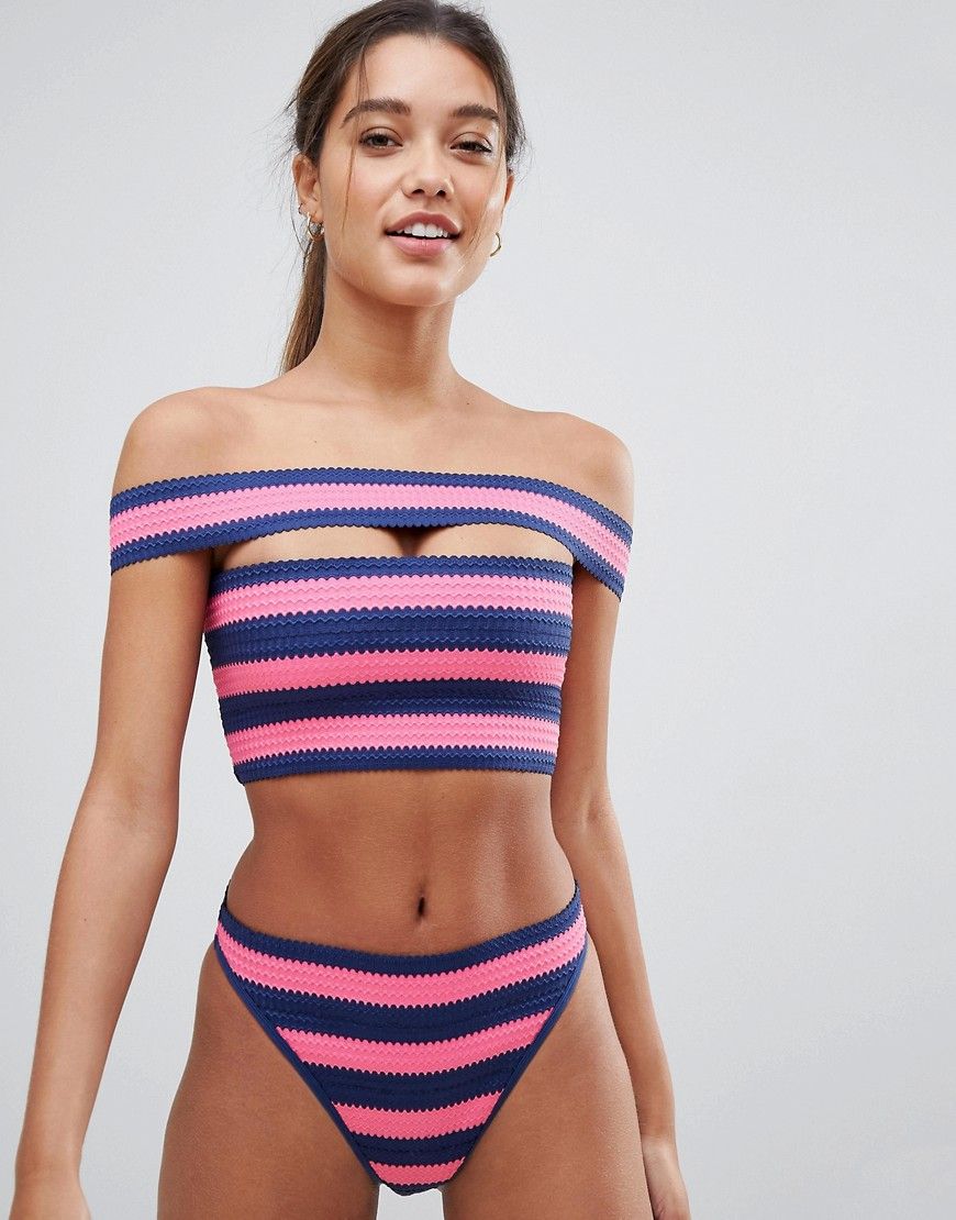 ASOS Elastic Stripe Bandage Bardot Bikini Top - Multi | ASOS US