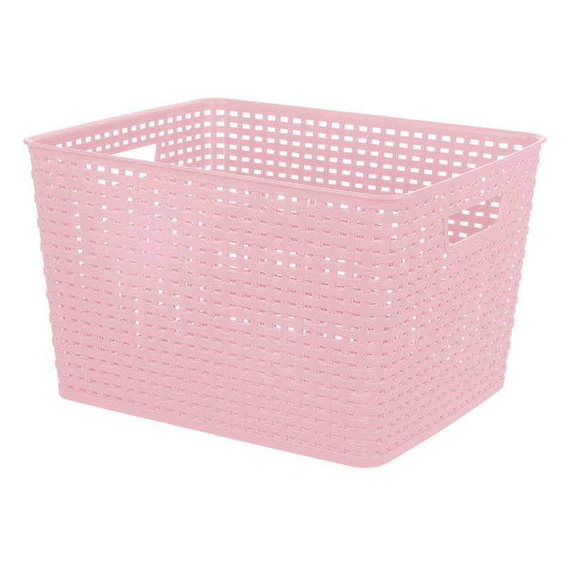 Light Pink Crossover Weave Storage Basket, Large | At Home