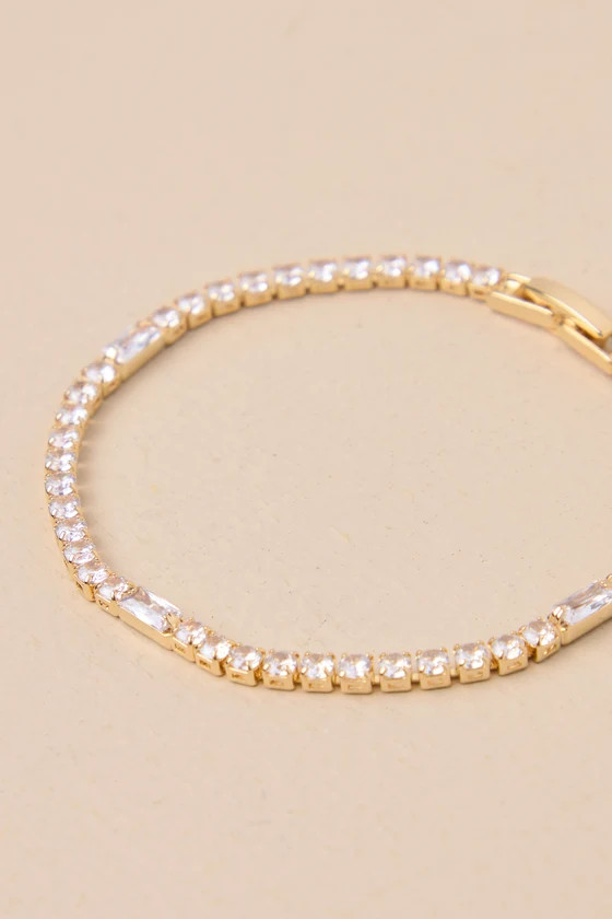 Dainty Decadence Gold Rhinestone Tennis Bracelet | Lulus