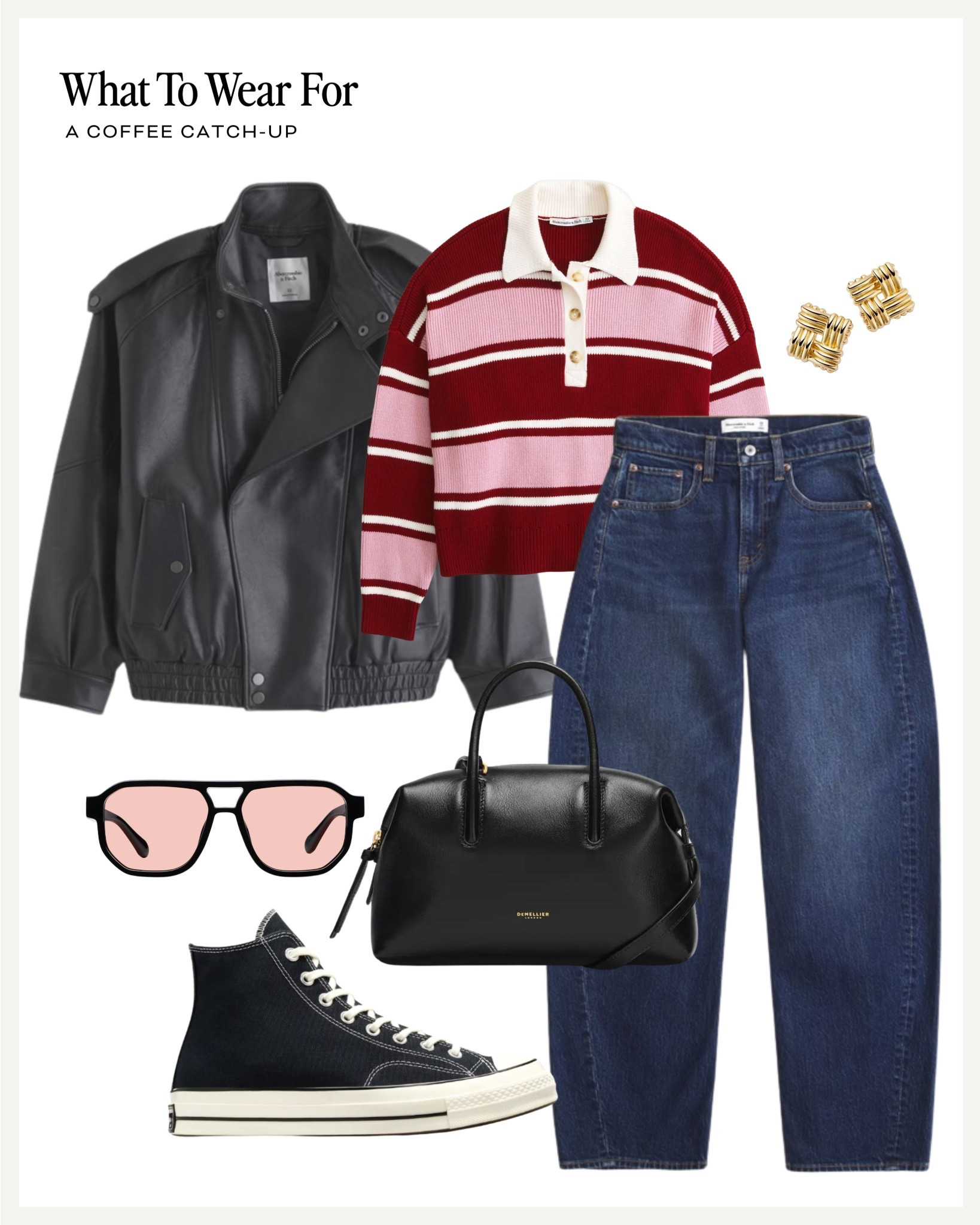  Coffee catch-up ☕️ 

Abercrombie / transitional outfits / striped rugby shirt / barrel leg jeans / leather jacket 

#LTKspring #LTKuk