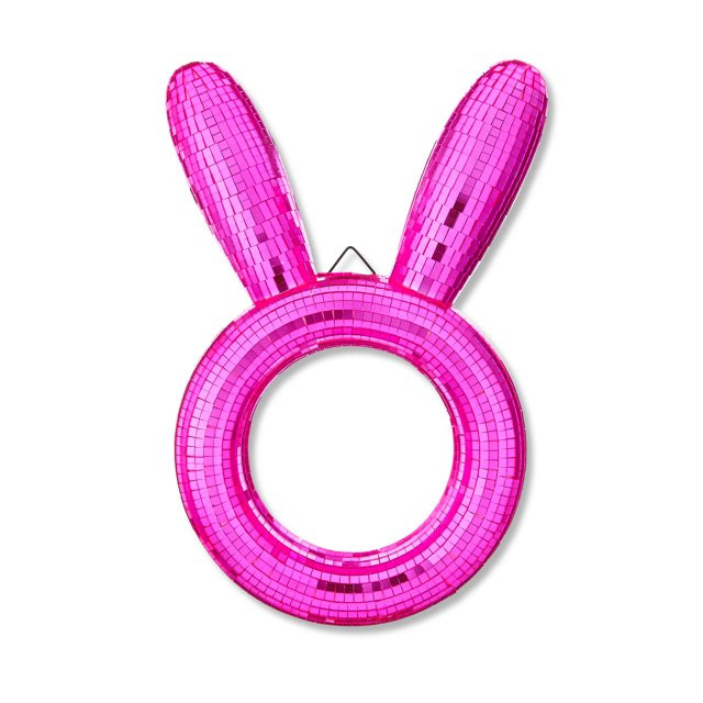 Easter Pink Disco Bunny Wreath, 13 in, by Way To Celebrate - Walmart.com | Walmart (US)