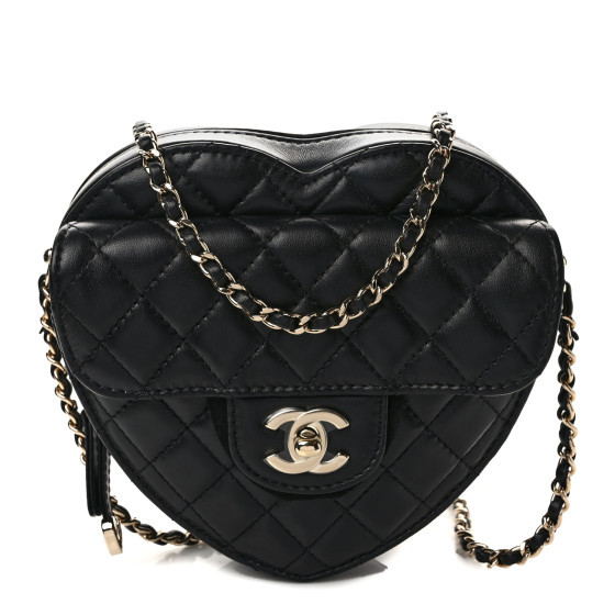 Lambskin Quilted CC In Love Heart Bag Black | FASHIONPHILE (US)