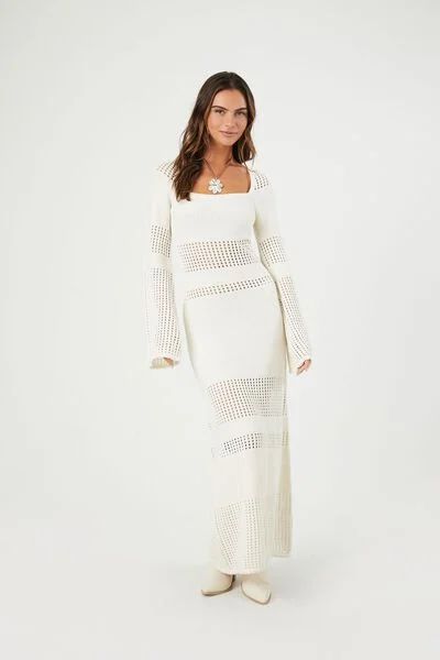 Open-Knit Bell-Sleeve Sweater Dress | Forever 21 (US)