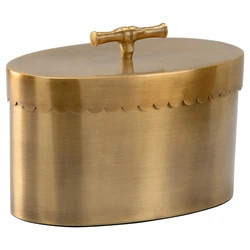 Atlas Updated Traditional Antique Brass Oval Decorative Box - Small | Kathy Kuo Home