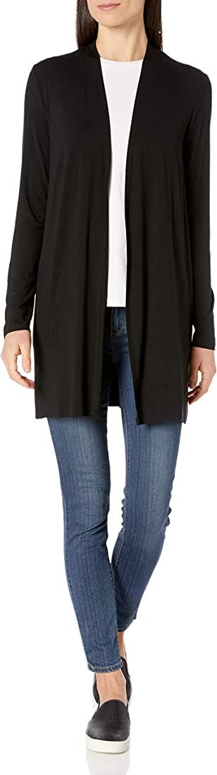 Amazon.com: Amazon Essentials Women's Long-Sleeve Open-Front Cardigan, Black, Large : Clothing, S... | Amazon (US)