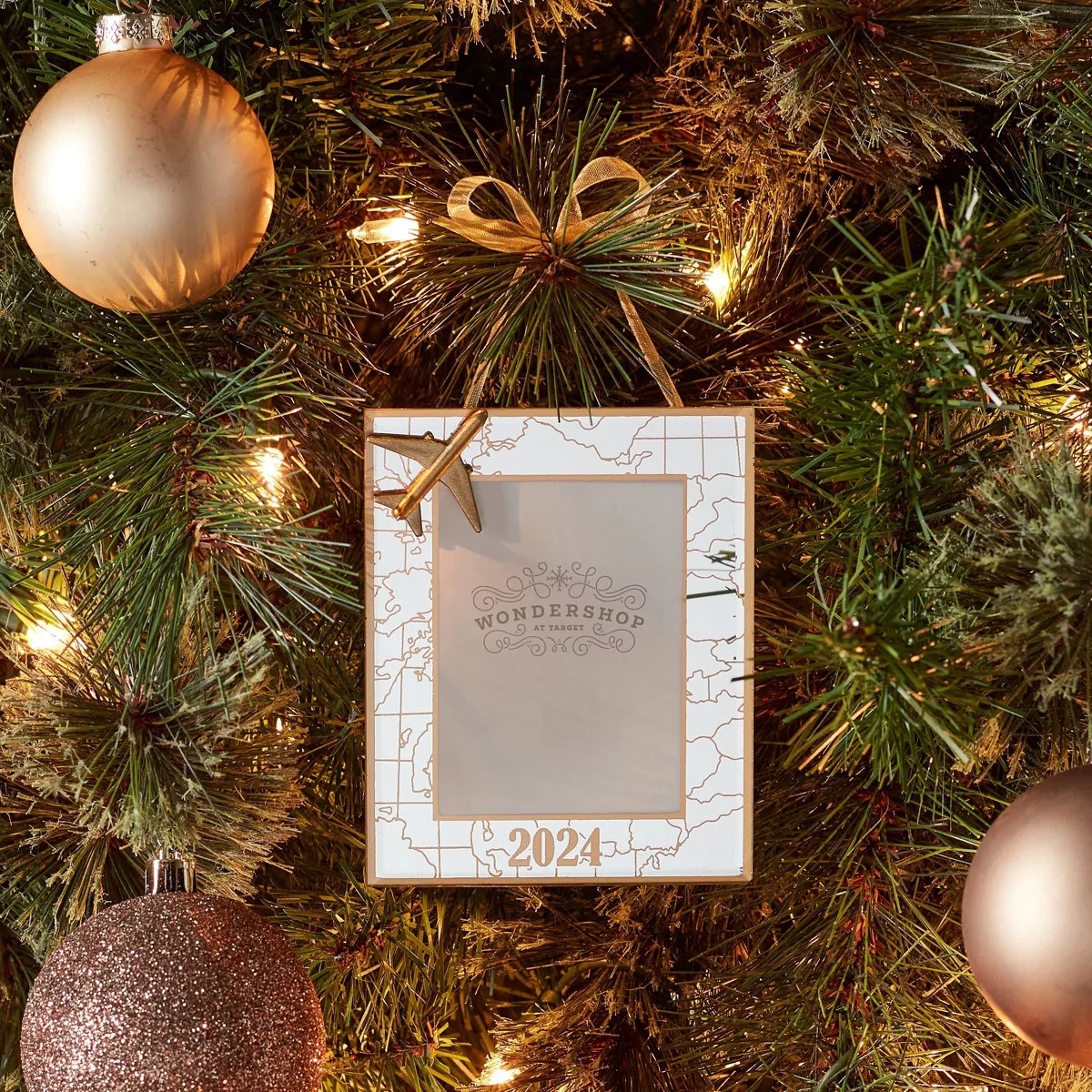2024 Metal Airplane Picture Frame Christmas Tree Ornament - Wondershop™ | Target