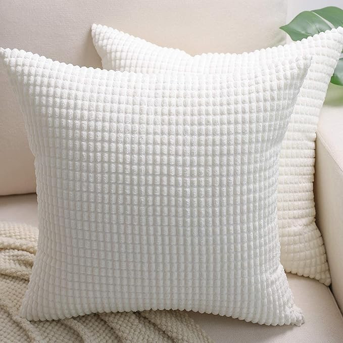 BeBen Throw Pillow Covers - Set of 2 Pillow Covers 18x18, Decorative Euro Pillow Covers Corn Stri... | Amazon (US)