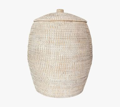 Tava Rattan Beehive Laundry Hamper with Lid | Pottery Barn (US)