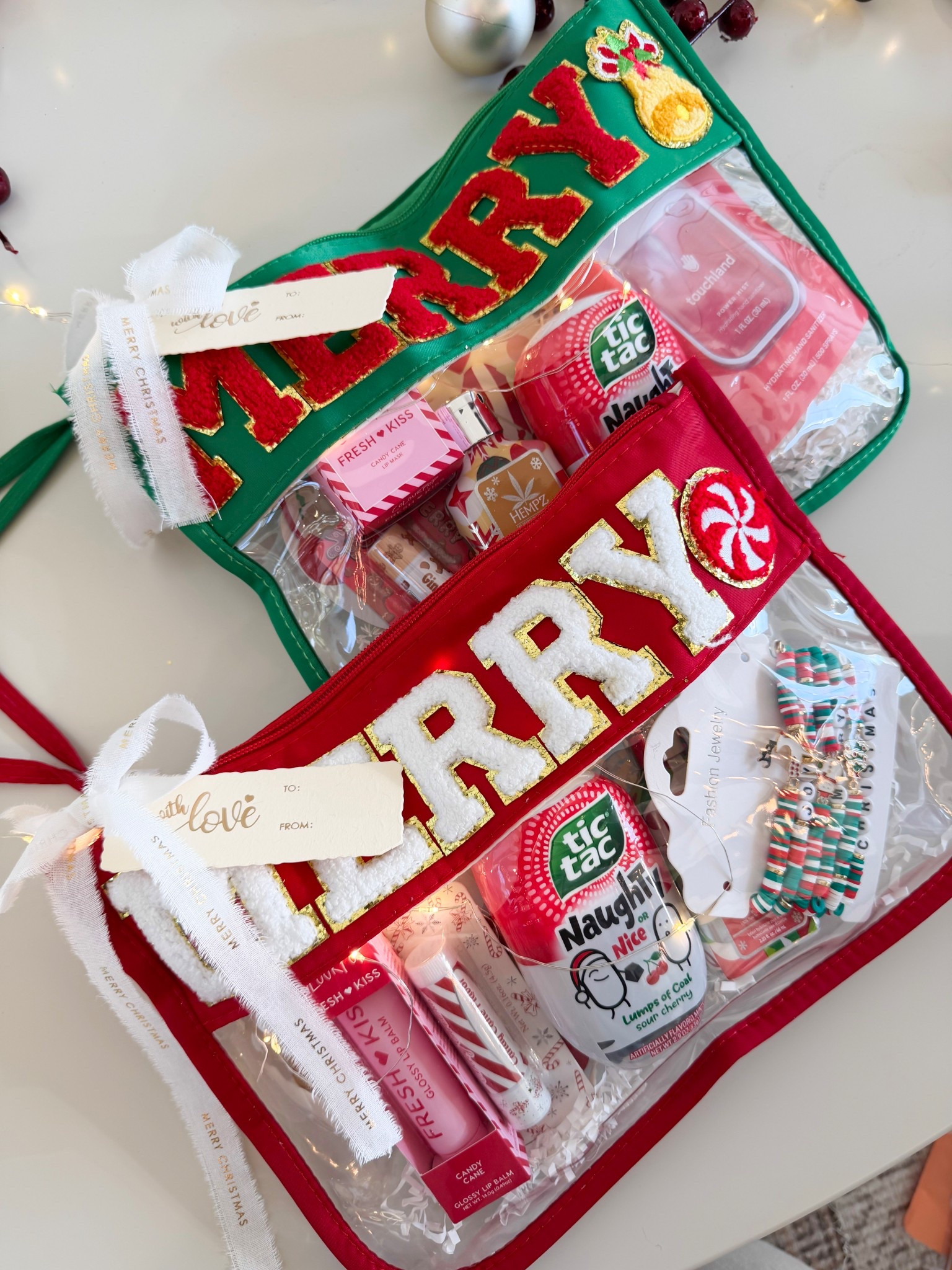These 'Merry' bags full of goodies make great gift ideas for kids, teachers, and friends!

Merry bags, Merry, gift, gift ideas, DIY gift, Christmas, Christmas gift, Christmas gift ideas, Christmas ribbon, Christmas gift themes, beauty gifts, gift idea for teachers, teacher gifts, gifts for kids, gifts for teens

#LTKHoliday #LTKGiftGuide #LTKCyberWeek