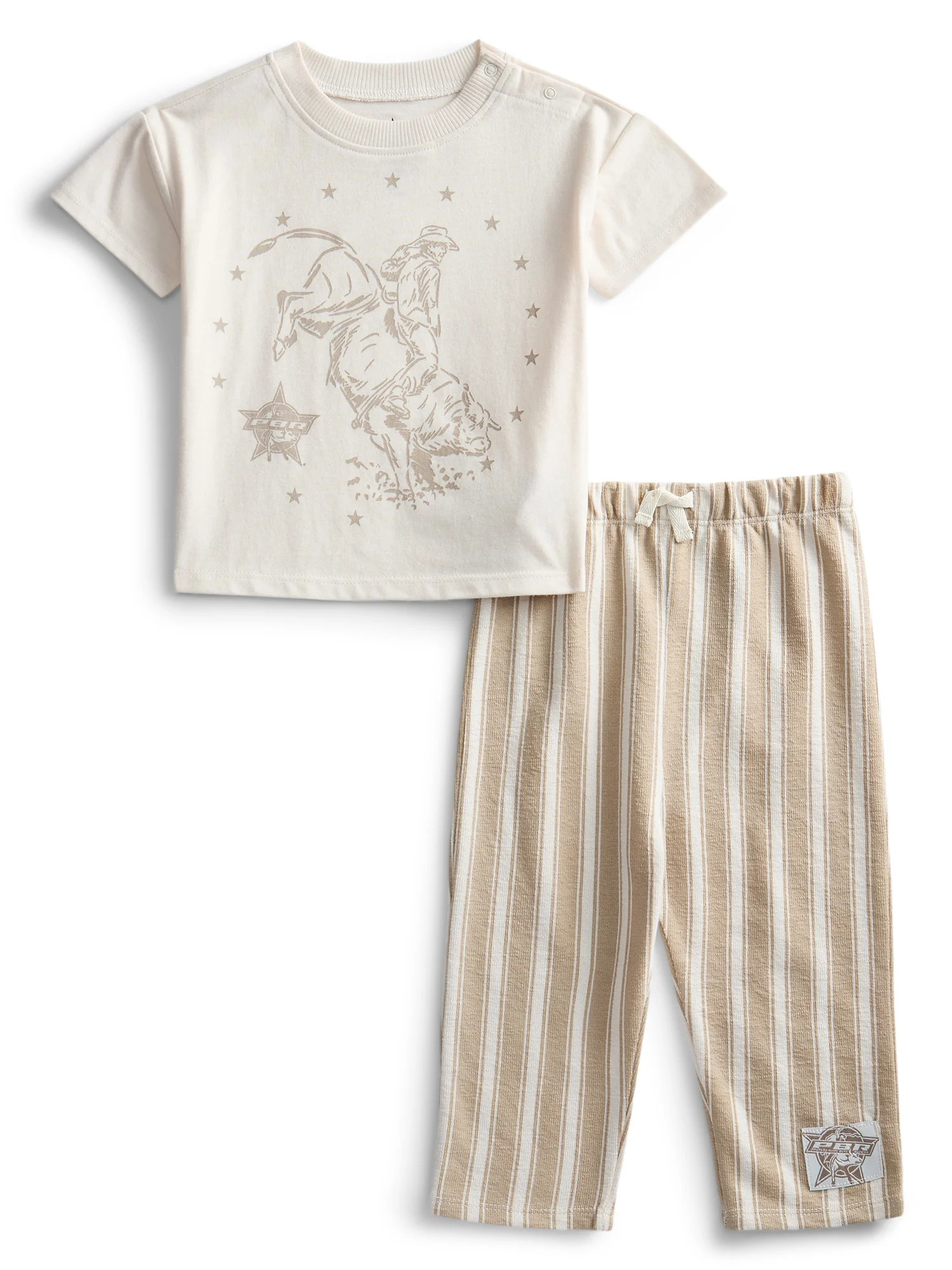 Professional Bull Riders Baby Boys Short Sleeve Graphic Tee and Stripe Pants Set, 2-Piece, Sizes ... | Walmart (US)