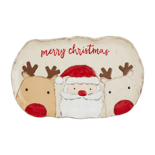 Mud Pie Santa & Friends Platter in Red | Stoneware | Mud Pie