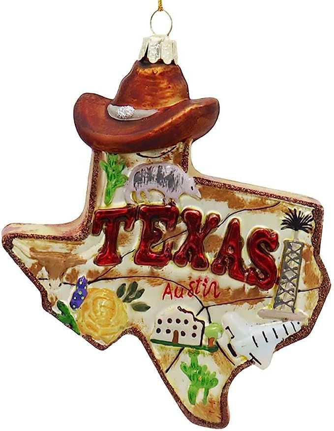 Kurt S. Adler 4.875-Inch Glass Texas Ornament, Multi | Amazon (US)