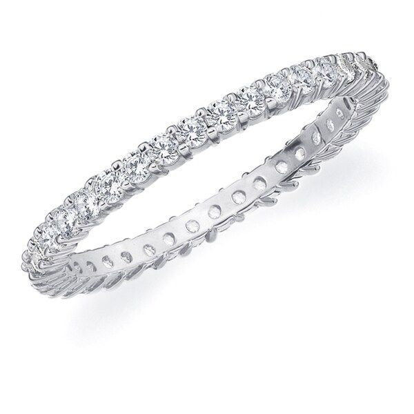 Amore 10K White Gold 0.50 CTTW Eternity Shared Prong Diamond Wedding Band | Bed Bath & Beyond