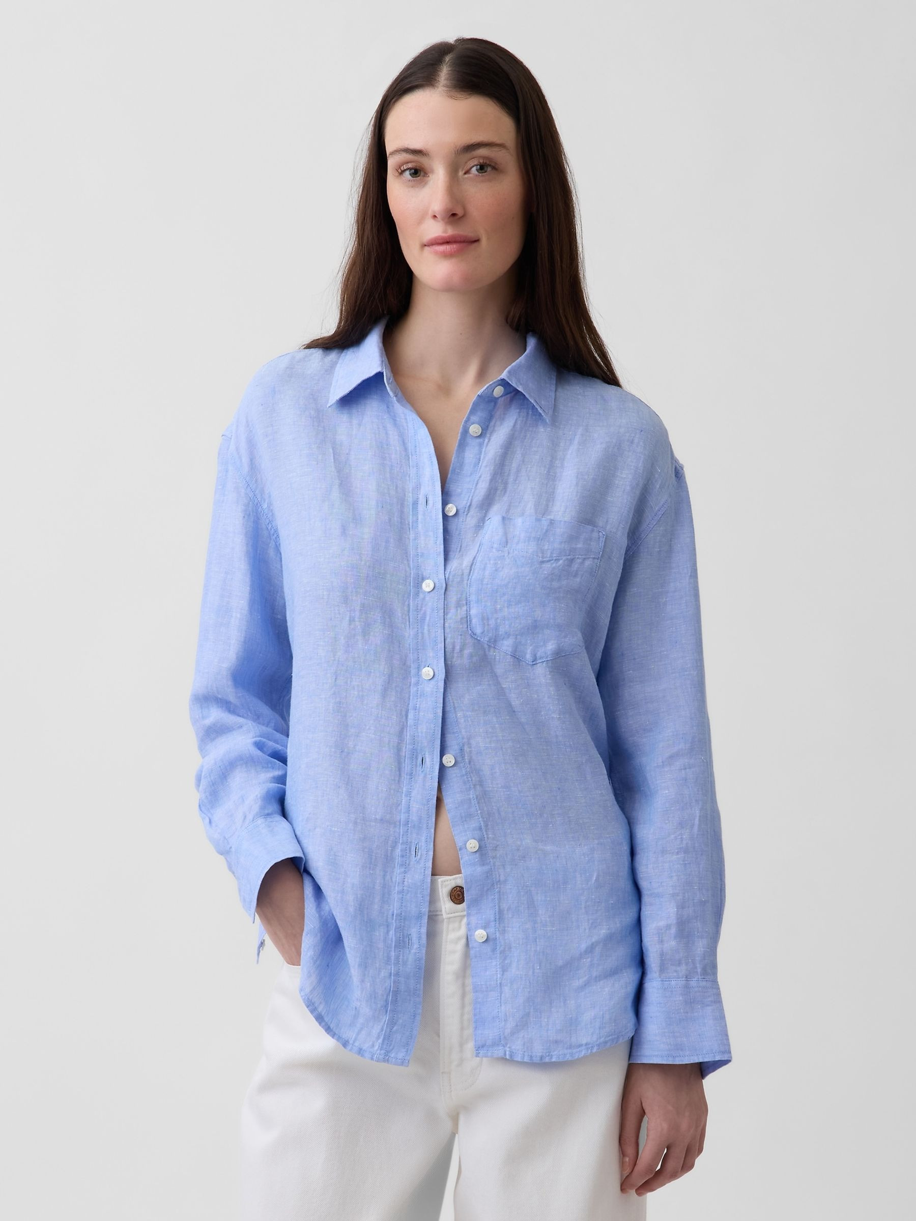 Blue Linen Oversized Shirt | Gap | GAP UK