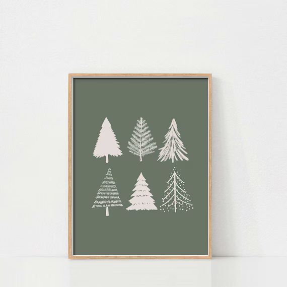 Christmas Tree Art Print, Christmas Wall Art, Neutral Christmas Art, Holiday Decor, Minimalist Ch... | Etsy (US)