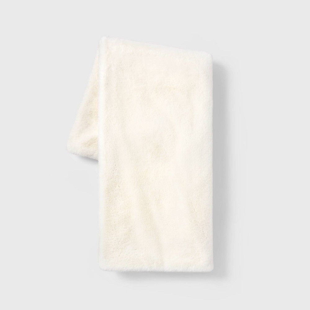 50""x60"" Faux Rabbit Fur Throw Blanket Cream - Threshold | Target