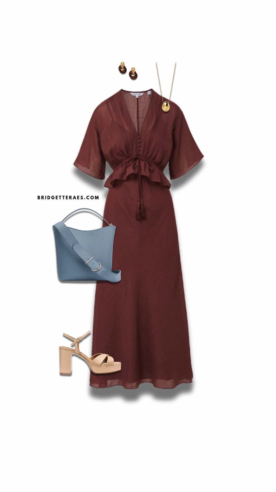 This look is a beautiful example of how soft, feminine details can still project confidence and executive presence. The rich cinnamon-brown midi dress feels elevated and intentional, with delicate pintucking, subtle texture, and a softly defined waist that creates shape without sacrificing comfort. The flowing silhouette brings an effortless elegance that works beautifully for leadership retreats, speaking engagements, client dinners, or summer networking events where polished professionalism is key. What makes this outfit especially striking is the unexpected pairing of the warm earthy dress with the powder-blue structured handbag, creating a sophisticated color contrast that feels fresh, modern, and memorable. Gold jewelry adds warmth and refinement, while the neutral platform sandals provide height and presence without overwhelming the look. The overall effect is approachable yet authoritative—a reminder that leadership style doesn’t have to rely on sharp tailoring alone. Sometimes the strongest statement is made through thoughtful color, impeccable fit, and quiet confidence that feels as powerful as it is polished.

#LTKgrwm #LTKootd #LTKWorkwear