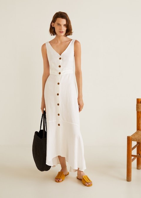 Ruffled linen dress | MANGO (US)