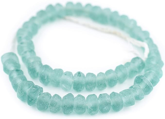TheBeadChest Clear Marine Rondelle Java Recycled Glass Beads 11mm Indonesia Sea Glass Green Disk ... | Amazon (US)